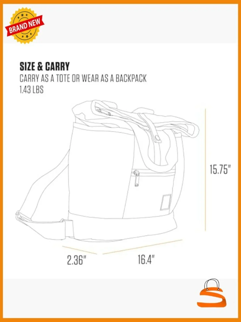 Convertible Backpack Tote Bag, Durable with Laptop Sleeve